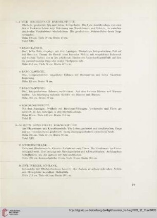 Möbel des Barock und Rokoko (Nr.1-18)