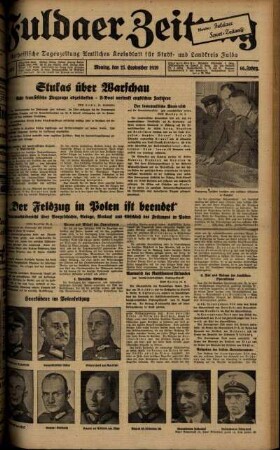 Ausgabe vom Montag, den 25. September 1939.
