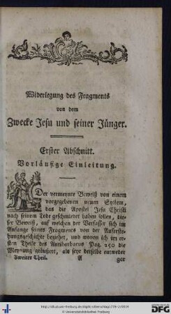 Erster Abschnitt. Vorläufige Einleitung.