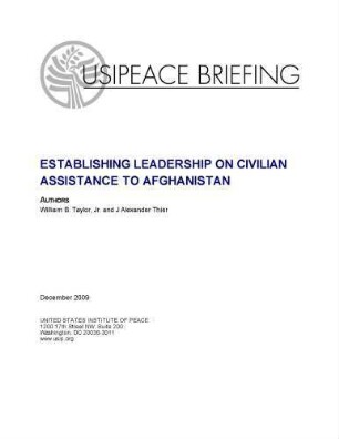 Establishing leadership on civilian assistance to Afghanistan