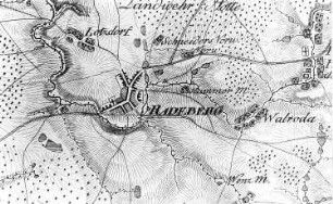 Radeberg. Ausschnitt aus: Situationskarten von den Kriegsschauplätzen des 7jährigen Krieges, Bl. 4 Dresden-Schandau, 1805 (Sign.: VIII 57)