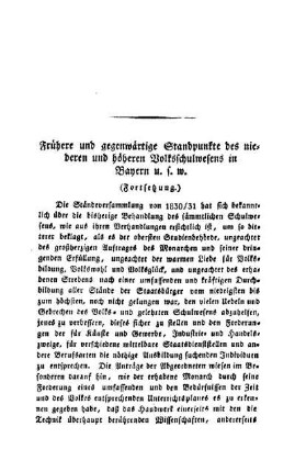 Frühere und gegenwärtige Standpunkte des niederen und höheren Volksschulwesens in Bayern u.s.w. : (Fortsetzung.)