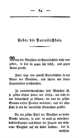 Ueber die Parteilichkeit.