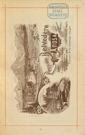 Pension Belvédère Arosa, Kanton Graubünden, Schweiz : Klimatischer Höhenkurort I Ranges 1800 Meter über dem Meeresspiegel. Winterstation. J. Duttlinger, Propr.