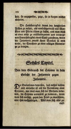 Sechstes Capitel. Von dem Gebrauch der Colonne in dem Gefecht der Infanterie gegen Infanterie.