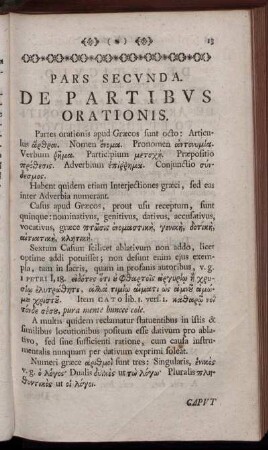 Pars Secunda. De Partibus Orationis.