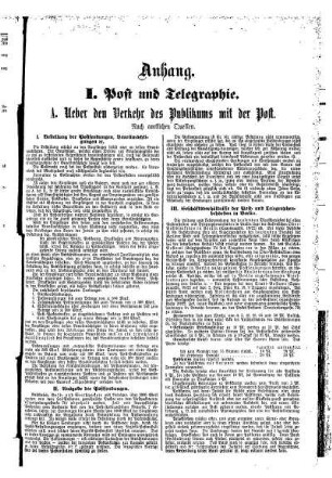 I. Post und Telegraphie