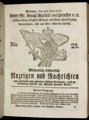 No. 23. Montags, den 4ten Juny 1776.