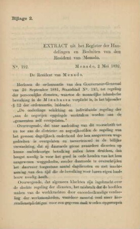 Bijlage 2. Extract uit het Register der Handelingen en Besluiten van den Resident van Menado.