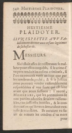 Huitiesme Plaidoyer. Achte Schutz- un[d] Vertheidigungs-Rede