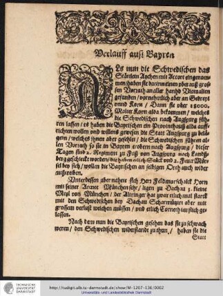 Verlauff aus Bahren