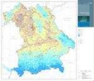 Mittlerer jährlicher Niederschlag in Bayern, Periode 1971-2000