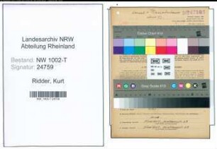 Entnazifizierung Kurt Ridder , geb. 20.02.1907 (Angestellter)