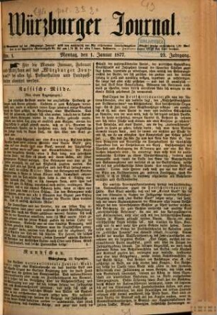 Würzburger Journal. 1877,1/6 = Jg. 23