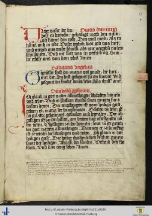 [13r] Vaterunser, Ave Maria und Apostolisches Glaubensbekenntnis.