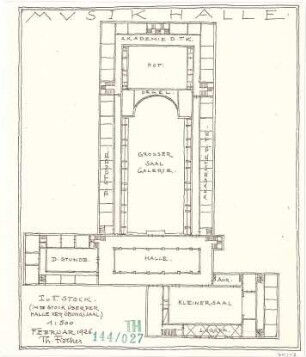 Fischer, Theodor; München, Alter Botanischer Garten; Musikhaus und Kunstgebäude - Musikhalle (Grundriss)