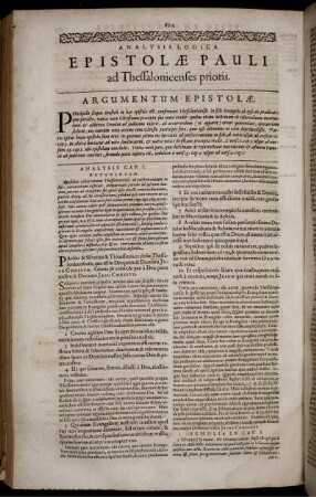 Analysis Logica Epistolae Pauli ad Thessalonicenses prioris