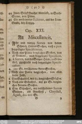 Cap. XXI. An Miscellaneis.