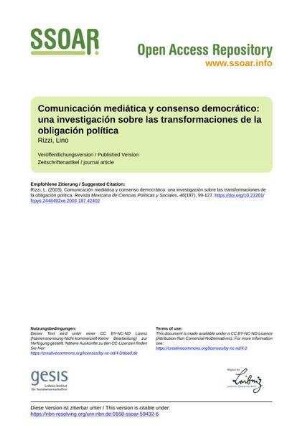 Comunicación mediática y consenso democrático: una investigación sobre las transformaciones de la obligación política