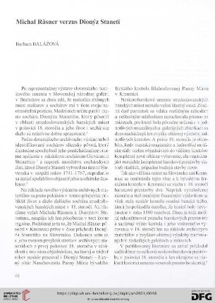 Michal Räsner verzus Dionýz Staneti