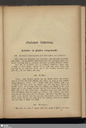Fünfzehnte Abtheilung. Früchte in Zucker eingemacht