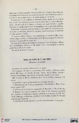Séance du Comité du 7 avril 1862