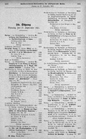 Sitzung 39, 27. September 1921