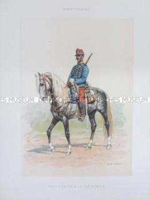 Uniformdarstellung, Soldat des Afrikanischen Jäger-Regiments zu Pferde, Frankreich, um 1890.