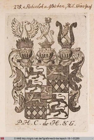 Wappen des Grafen Philipp Heinrich von Hohenlohe-Gleichen