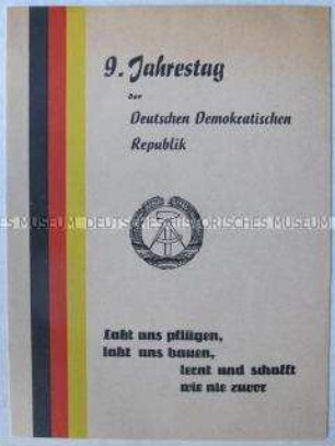 Propagandaschrift der Nationalen Front des Kreises Sternberg zum 9. Jahrestag der DDR