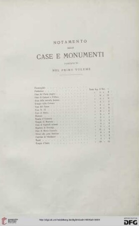 Notamento delle case e monumenti contenuti nel primo volume