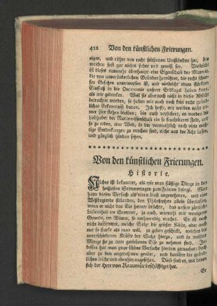 Von den künstlichen Frierungen. Historie.