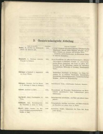 D. Chemisch-technologische Abtheilung