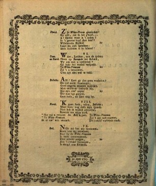 'T Samen-Zang Tusschen Damon, en Floridus, Schippers van Willebroek, En Belloóke (alias Barbara) : Stemme: Leon Belgique ; [30. April 1793]