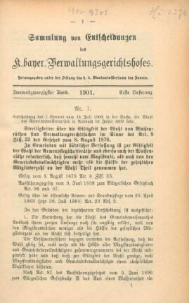 Zweiundzwanzigster Band. 1901. Erste Lieferung. - Nr. 1. - Nr. 4.