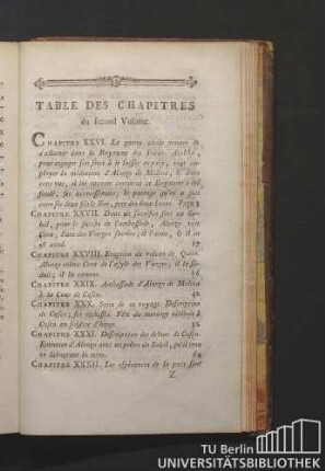 Table Des Chapitres du second Volume.