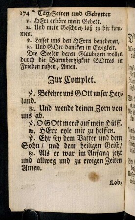 174-181, Zur Complet.; ...