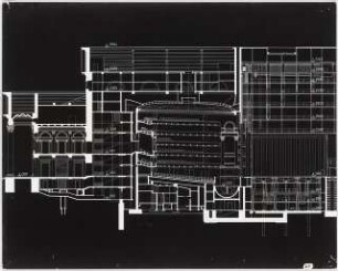 Nationaltheater, München: Längsschnitt (Ausstellungstafel der »Prague Quadrennial of the Theatre Design and Architecture« 1967)