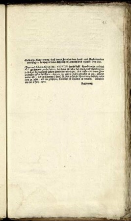 Gnädigste Verordnung, daß denen Fremden das Hanf- und Flachsbereiten untersaget, hingegen denen disseitigen Unterthanen erlaubt seyn solle : Zweybrücken den 2 Julii 1772