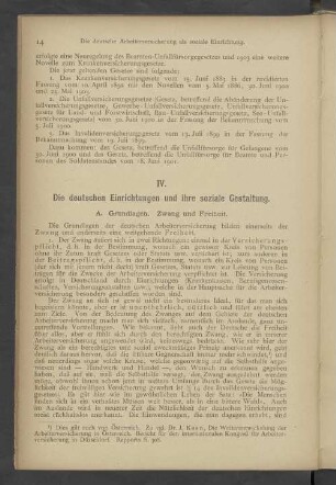 IV. Die deutschen Einrichtungen und ihre soziale Gestaltung.