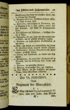 Der VI. Periodus. Vom Regiment der Maccabäer.