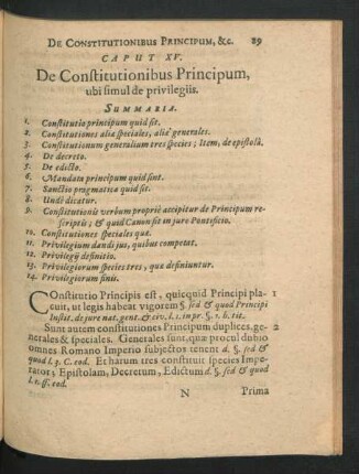 Caput XV. De Constitutionibus Principum, ubi simul de privilegiis.