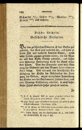 Sechster Abschnitt. Gefährliche Geburten.