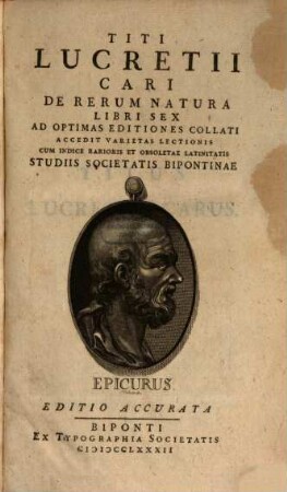 Titi Lucretii Cari De Rerum Natura Libri Sex : Ad Optimas Editiones Collati