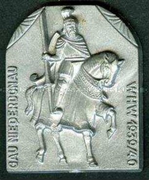WHW-Abzeichen, Nibelungensage: Dietrich von Bern, Straßensammlung im Gau 20 Niederdonau vom 7. Januar 1940