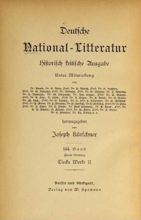 Tiecks Werke, 2. Novellen