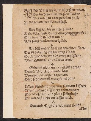 GOtt Vater mein/ im hœchsten thron/ || Der du dein allerliebsten Sohn/ ||