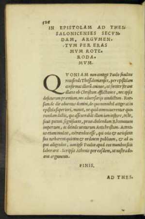 In Epistolam Ad Thessalonicenses Secundam, Argumentum Per Erasmum Roterodamum.