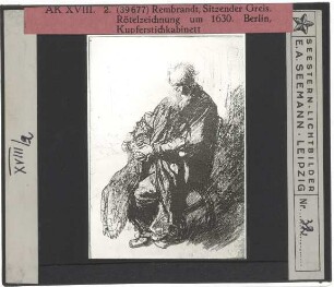 Rembrandt, Sitzender alter Mann (Zeichnung) (Berlin KK KdZ 1151)