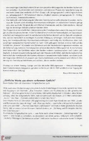 33: "Zärtliche Worte aus einem verlorenen Gedicht"